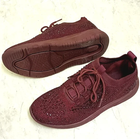 Blondo Kanon Rhinestones Sneakers Casual Upscale Athletic Shoes Size 7.5 Maroon - Picture 5 of 17